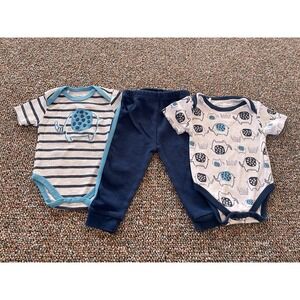 Quiltex Boys 3-Piece Elephant Outfit 6-9M